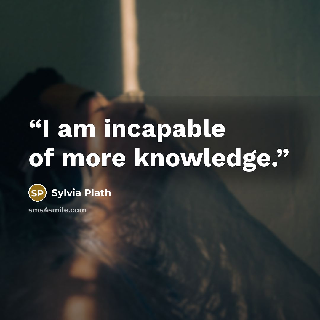 “I am incapable of more knowledge.” quote by Sylvia Plath