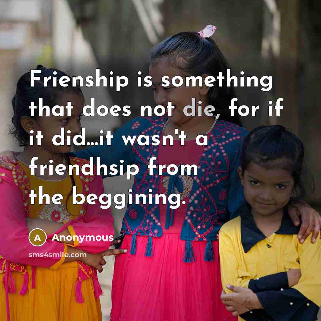 “Frienship is something that does not die, for if it did...it wasn't a friendhsip from the beggining.” quote by Anonymous
