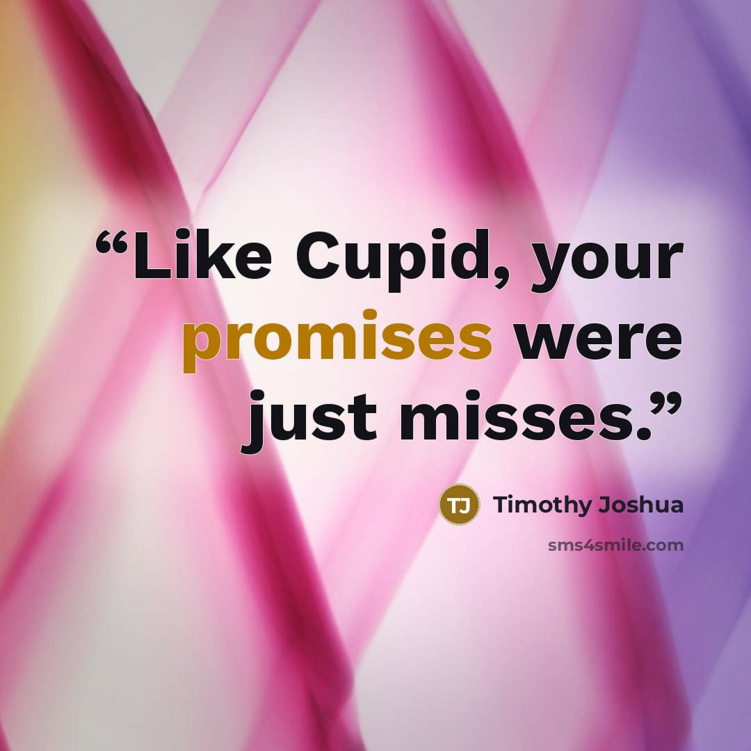 “Like Cupid, your promises were just misses.” quote by Timothy Joshua