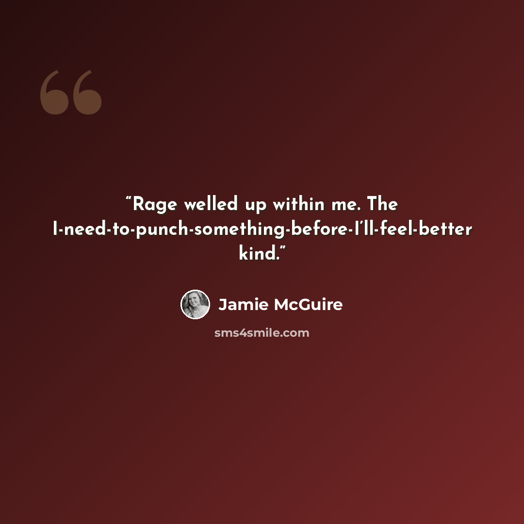 “Rage welled up within me. The I-need-to-punch-something-before-I’ll-feel-better kind.” quote by Jamie McGuire