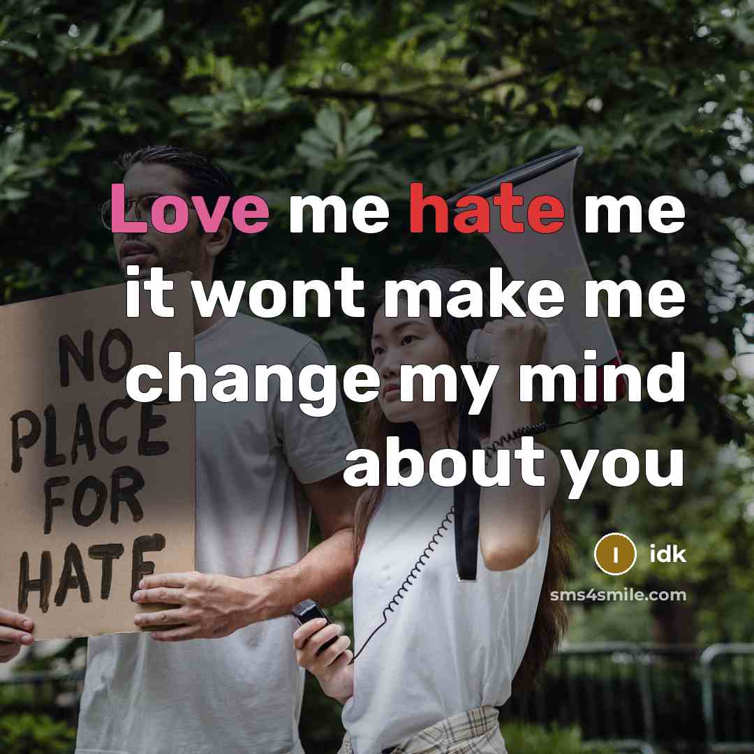 “Love me hate me it wont make me change my mind about you” quote by IDK