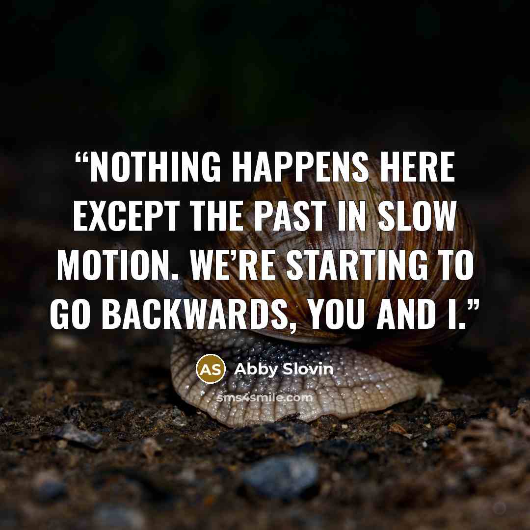“Nothing happens here except the past in slow motion. We’re starting to go backwards, you and I.” quote by Abby Slovin