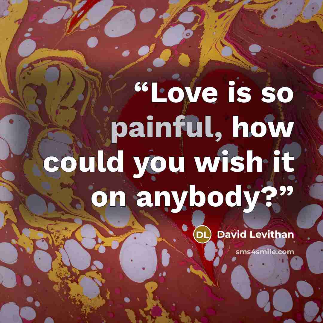 “Love is so painful, how could you wish it on anybody?” quote by David Levithan