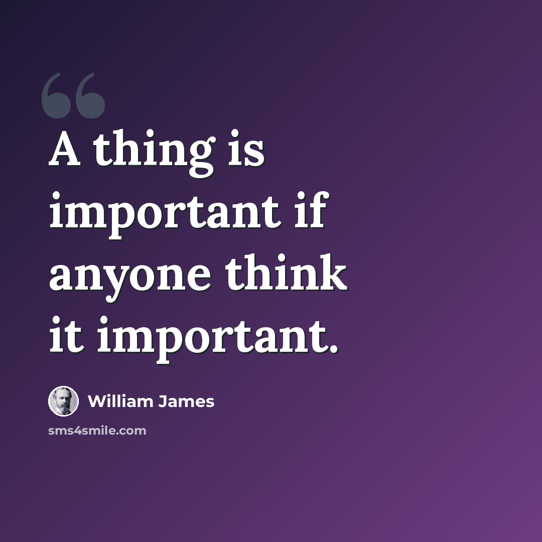 “A thing is important if anyone think it important.” quote by William James