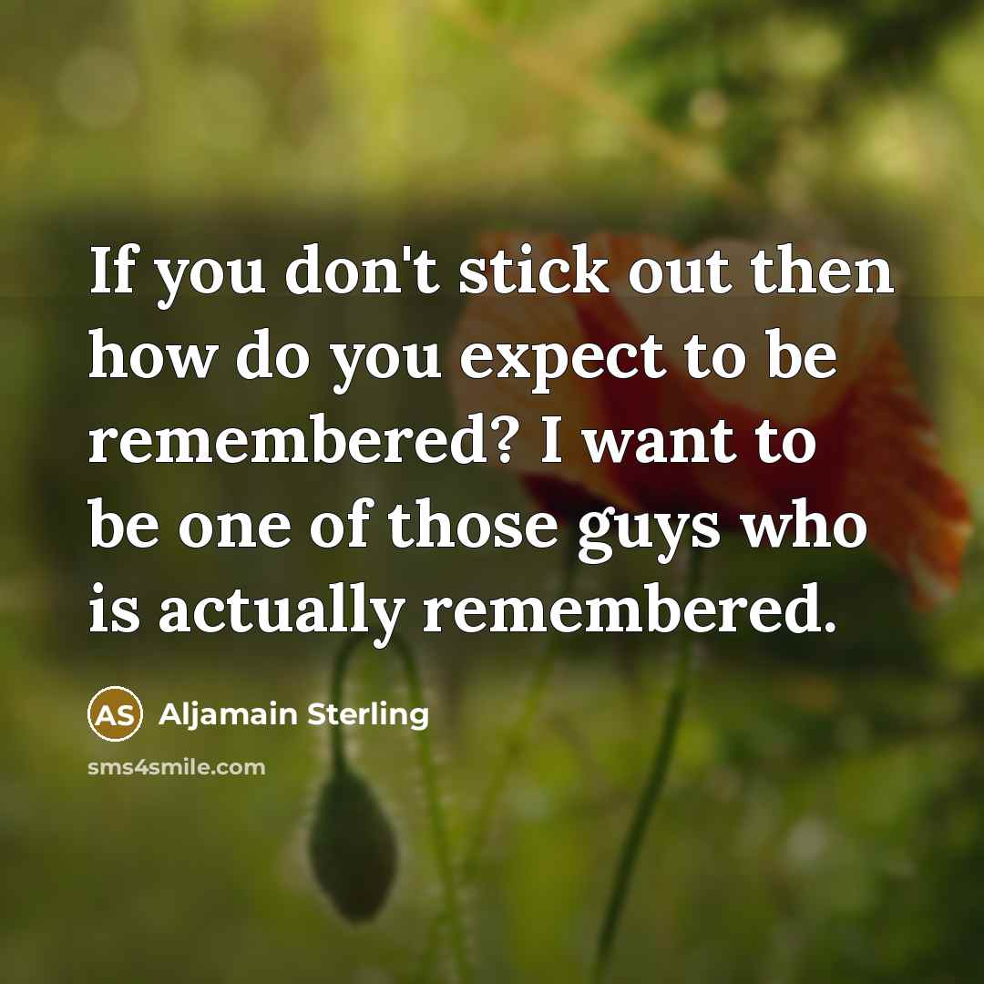 “If you don't stick out then how do you expect to be remembered? I want to be one of those guys who is actually remembered.” quote by Aljamain Sterling