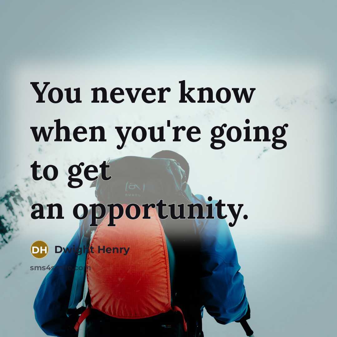 “You never know when you're going to get an opportunity.” quote by Dwight Henry