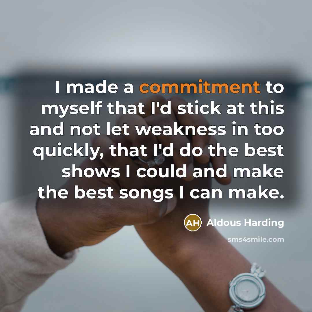 “I made a commitment to myself that I'd stick at this and not let weakness in too quickly, that I'd do the best shows I could and make the best songs I can make.” quote by Aldous Harding