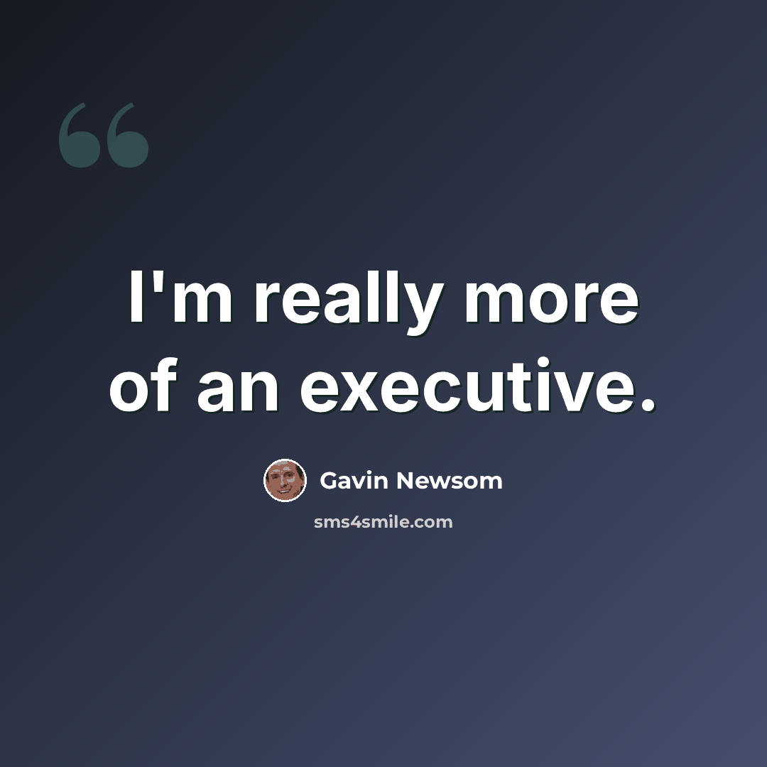 “I'm really more of an executive.” quote by Gavin Newsom