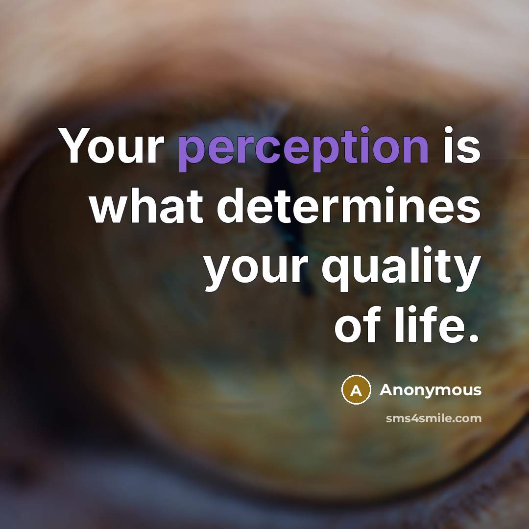 “Your perception is what determines your quality of life.” quote by Anonymous