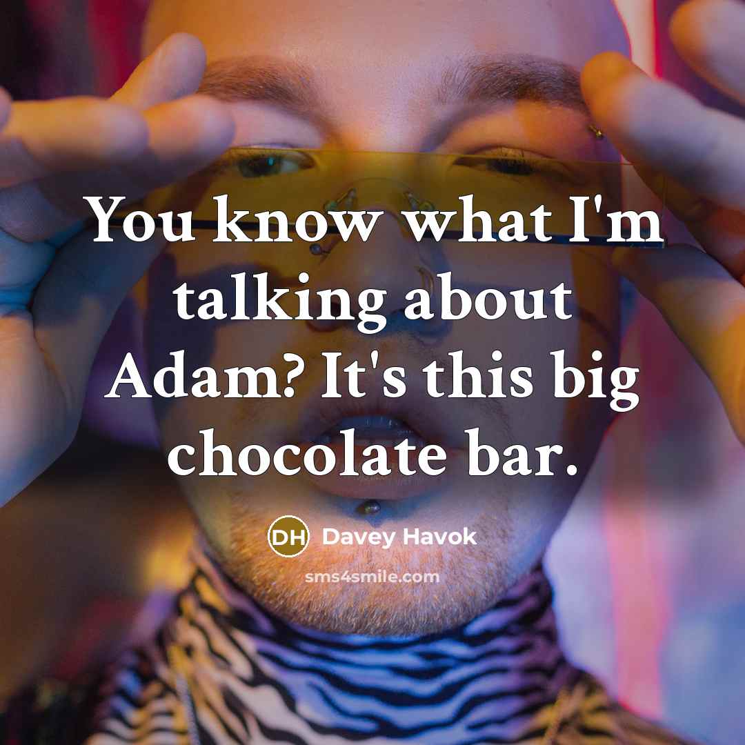 “You know what I'm talking about Adam? It's this big chocolate bar.” quote by Davey Havok