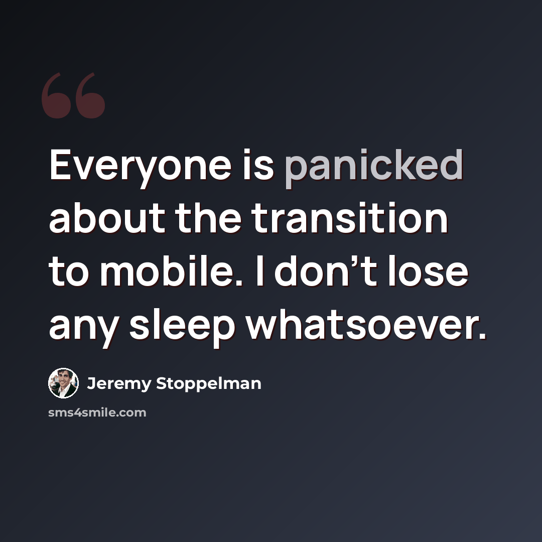 “Everyone is panicked about the transition to mobile. I don't lose any sleep whatsoever.” quote by Jeremy Stoppelman