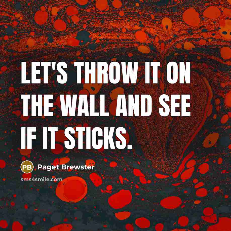 “Let's throw it on the wall and see if it sticks.” quote by Paget Brewster