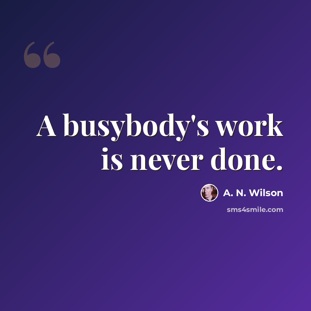 “A busybody's work is never done.” quote by A. N. Wilson