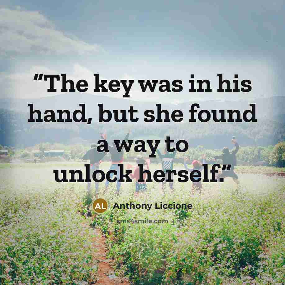 “The key was in his hand, but she found a way to unlock herself.” quote by Anthony Liccione