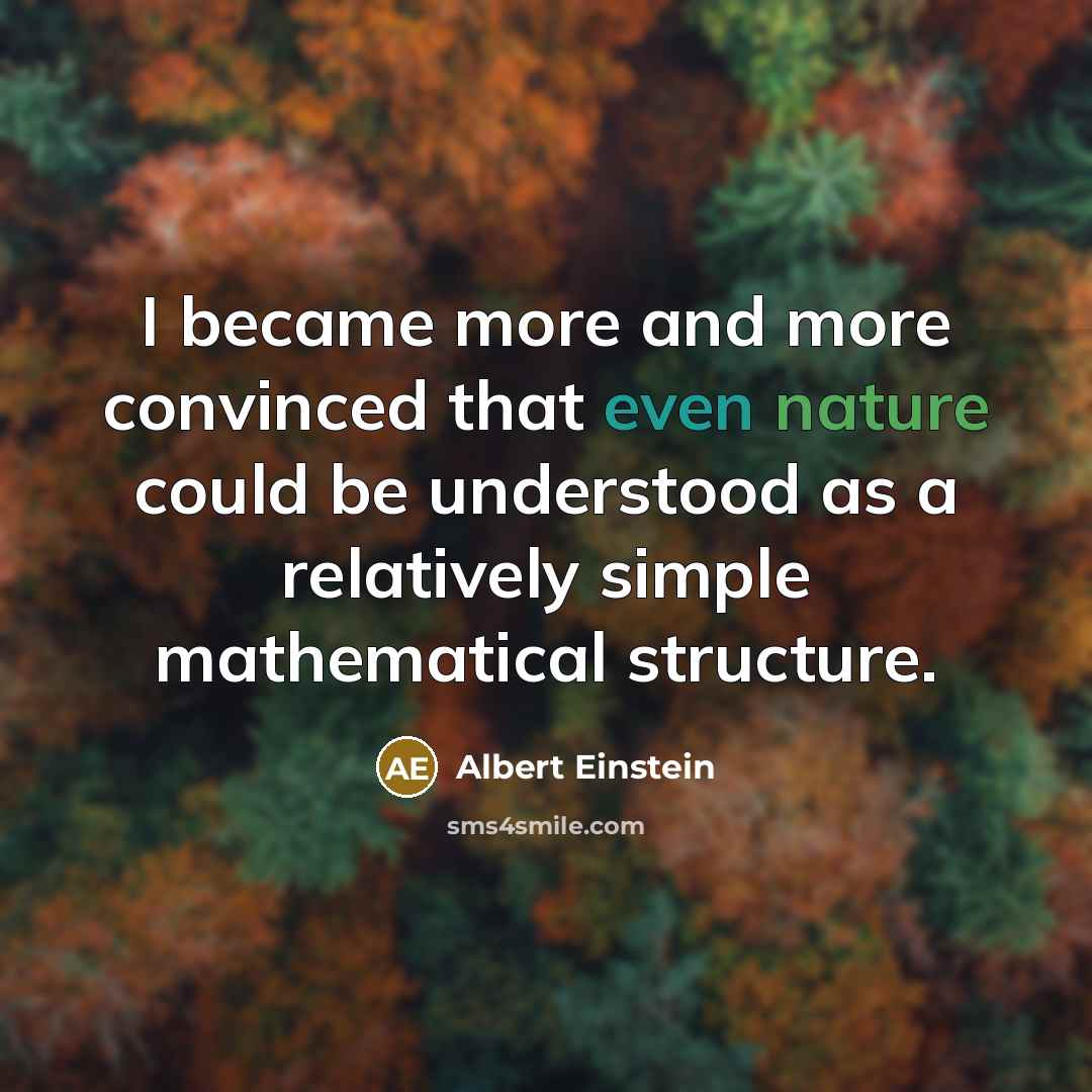 “I became more and more convinced that even nature could be understood as a relatively simple mathematical structure.” quote by Albert Einstein