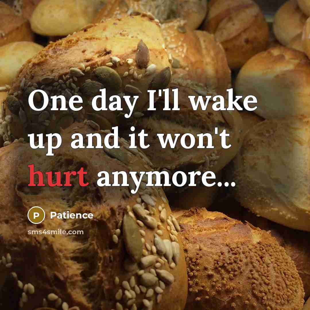 “One day I'll wake up and it won't hurt anymore...” quote by Patience