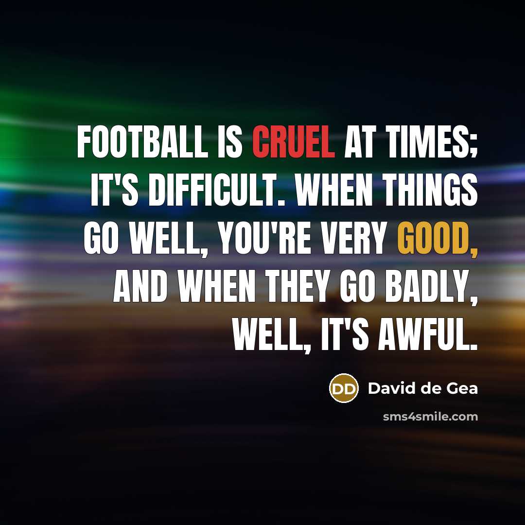 “Football is cruel at times; it's difficult. When things go well, you're very good, and when they go badly, well, it's awful.” quote by David de Gea