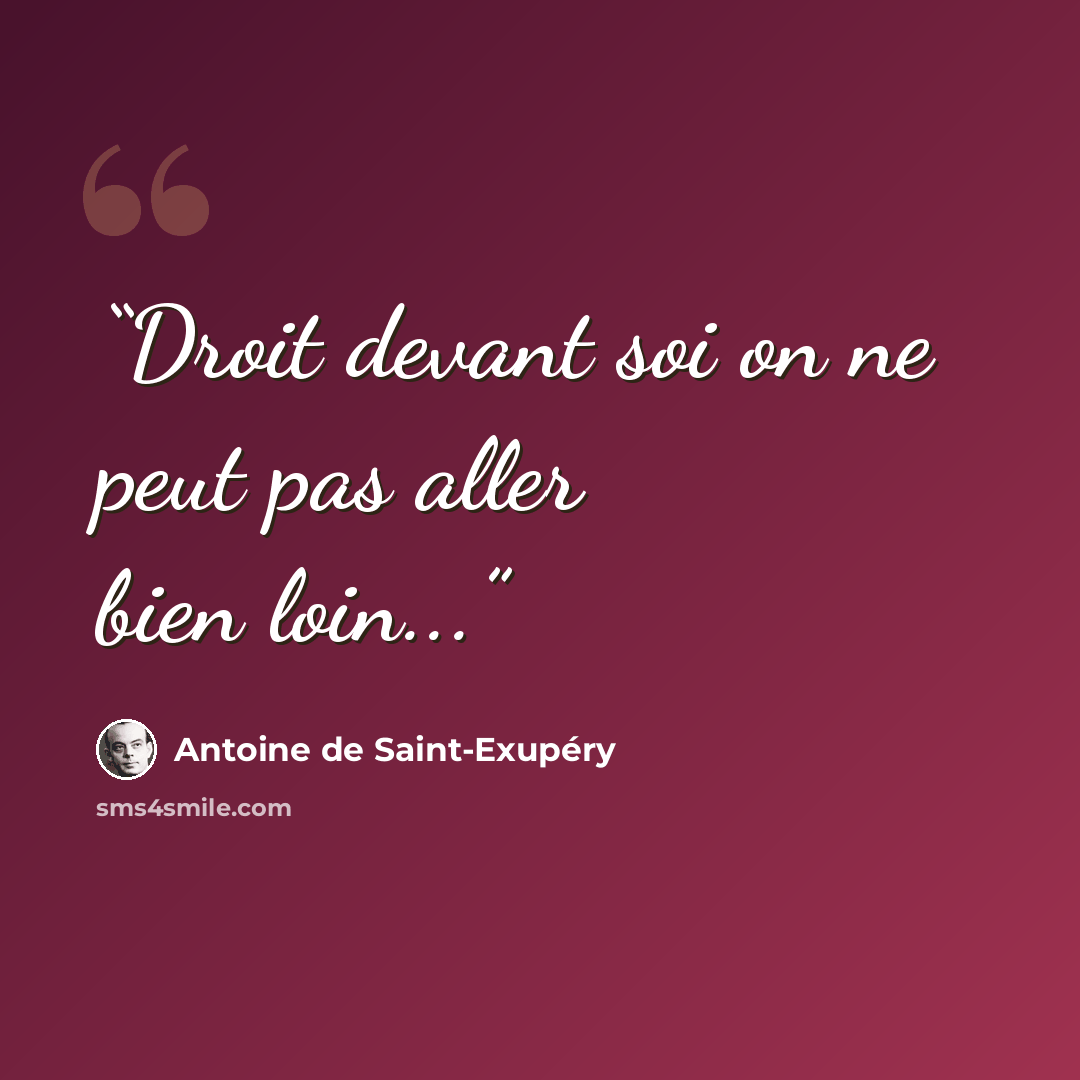 “Droit devant soi on ne peut pas aller bien loin...” quote by Antoine de Saint-Exupéry