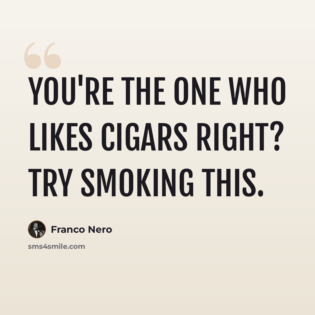 “You're the one who likes cigars right? Try smoking this.” quote by Franco Nero