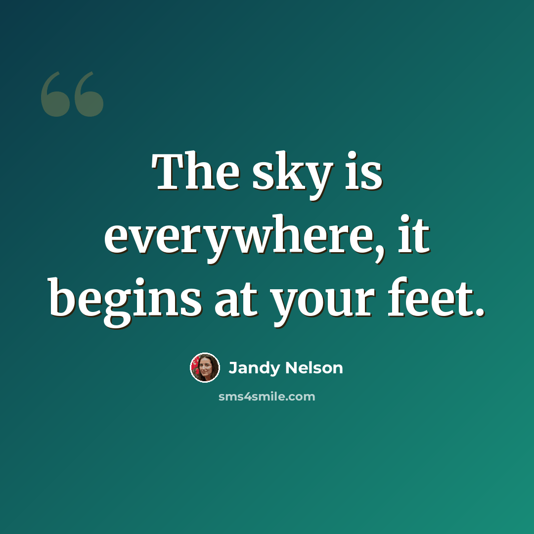 “The sky is everywhere, it begins at your feet.” quote by Jandy Nelson
