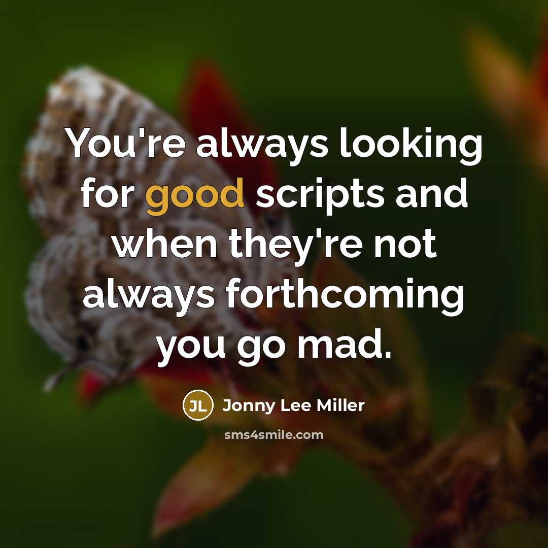 “You're always looking for good scripts and when they're not always forthcoming you go mad.” quote by Jonny Lee Miller