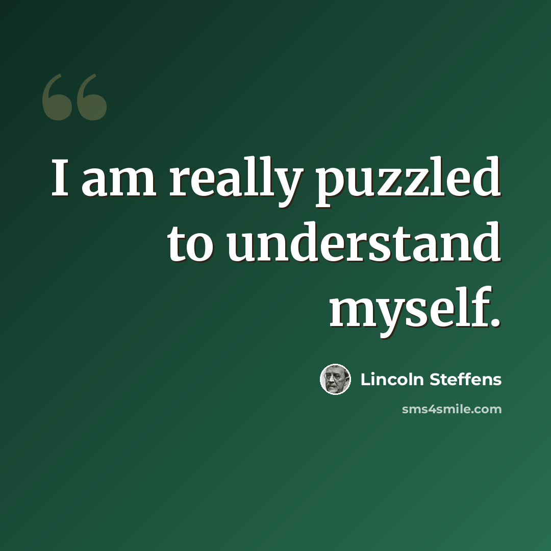 “I am really puzzled to understand myself.” quote by Lincoln Steffens
