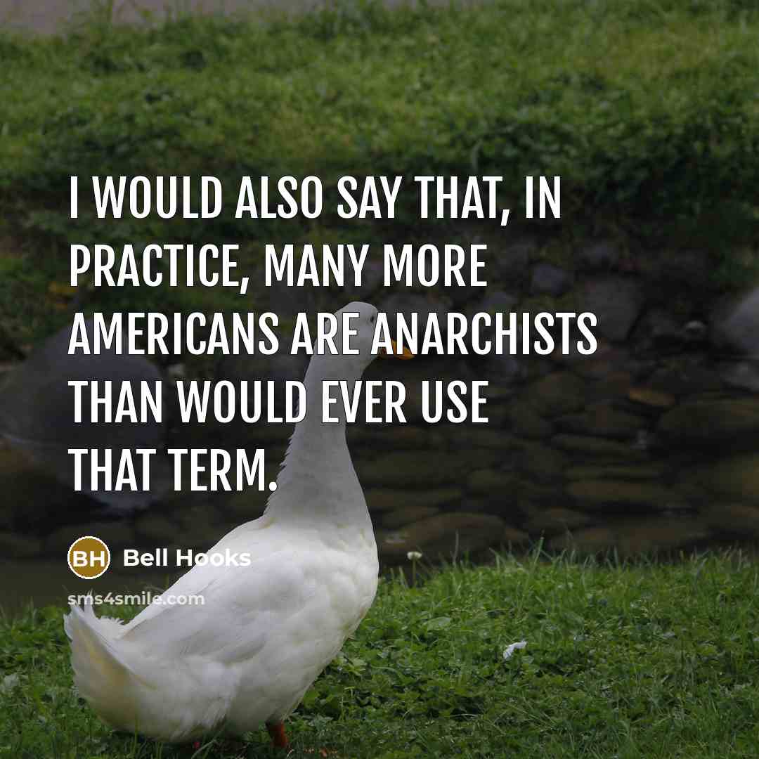 “I would also say that, in practice, many more Americans are anarchists than would ever use that term.” quote by Bell Hooks