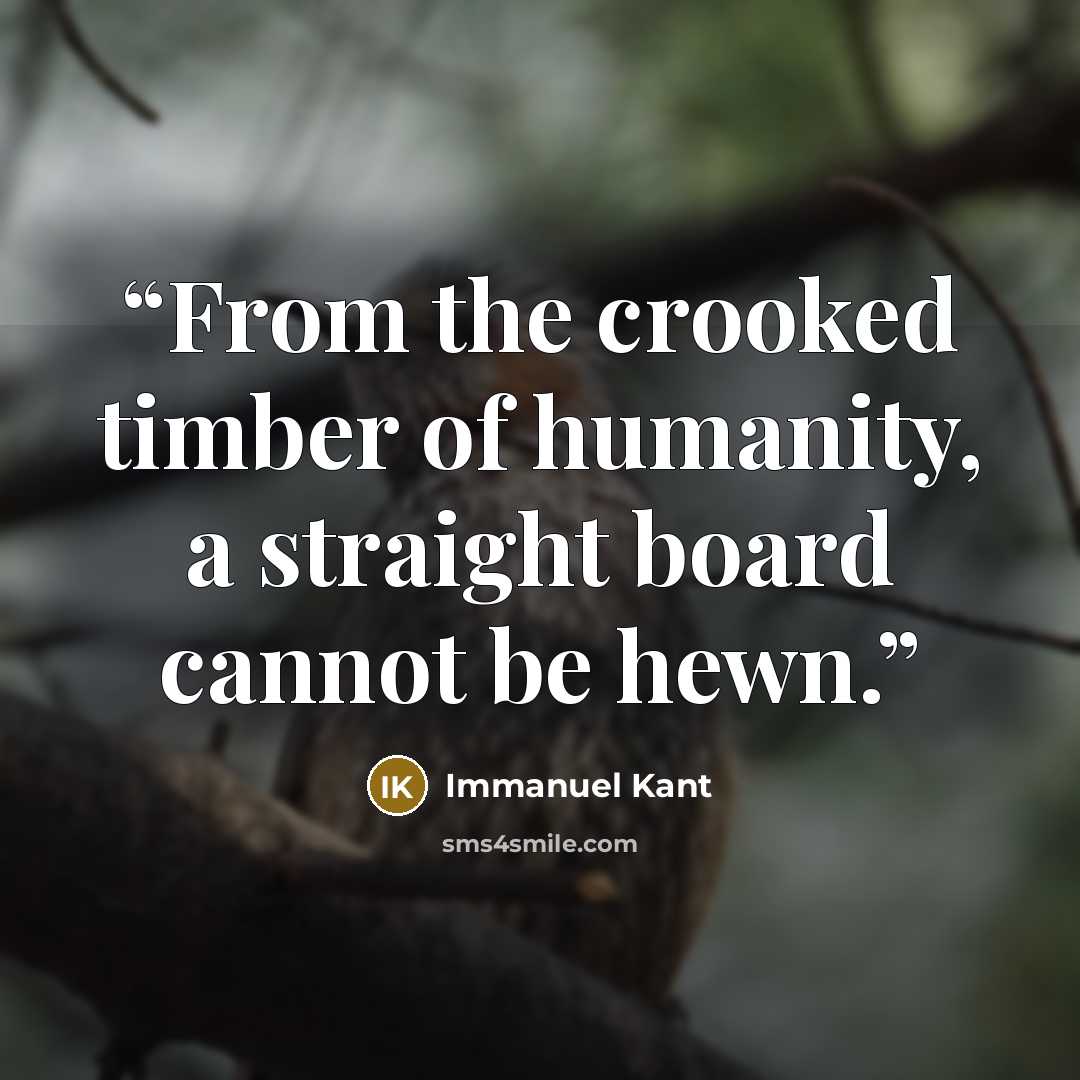 “From the crooked timber of humanity, a straight board cannot be hewn.” quote by Immanuel Kant