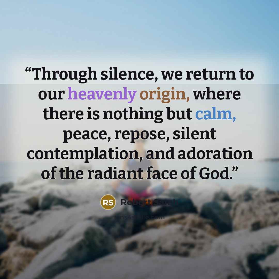 “Through silence, we return to our heavenly origin, where there is nothing but calm, peace, repose, silent contemplation, and adoration of the radiant face of God.” quote by Robert Sarah