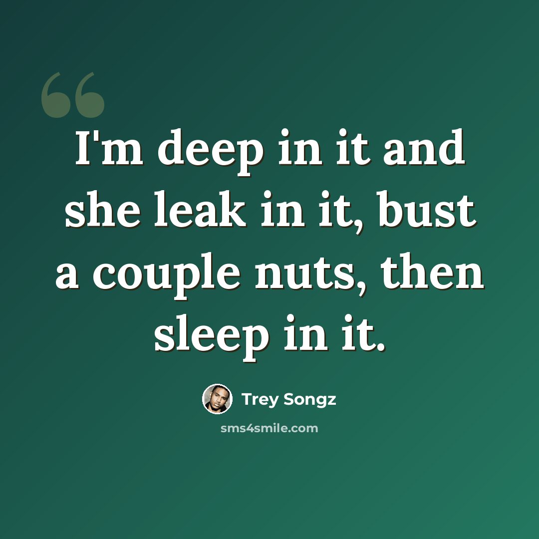 “I'm deep in it and she leak in it, bust a couple nuts, then sleep in it.” quote by Trey Songz
