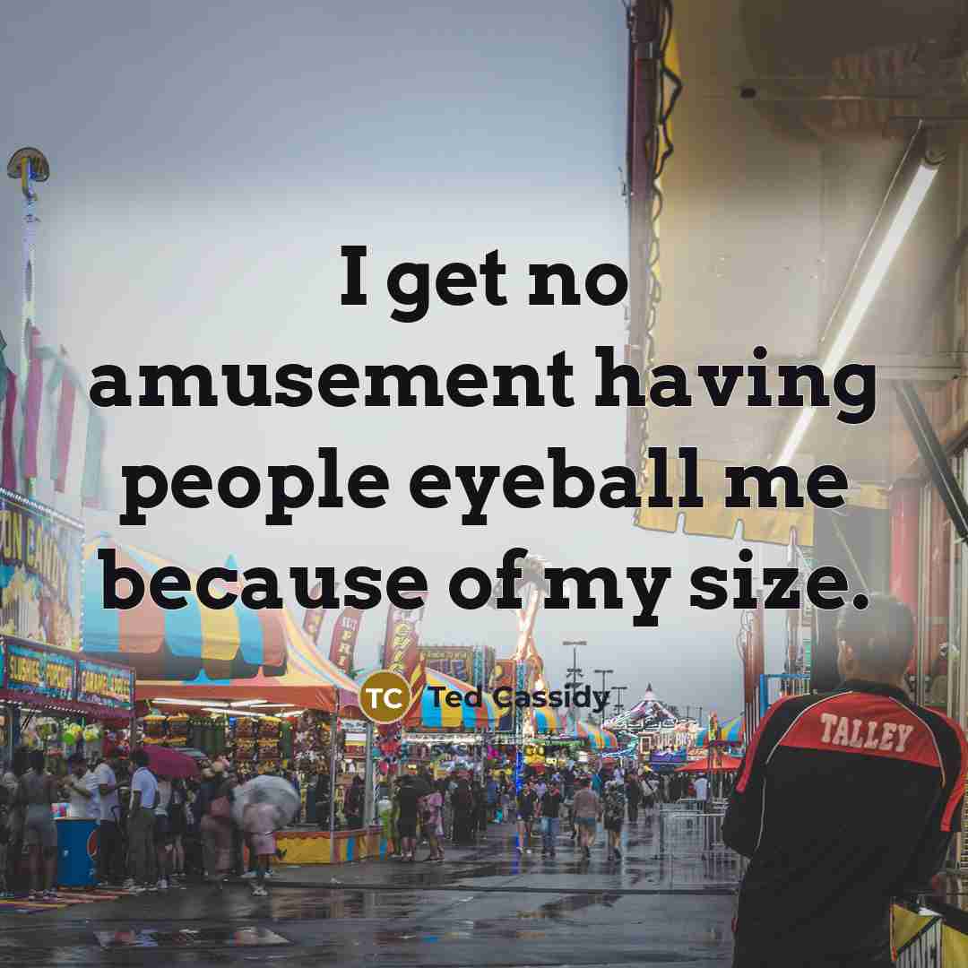 “I get no amusement having people eyeball me because of my size.” quote by Ted Cassidy
