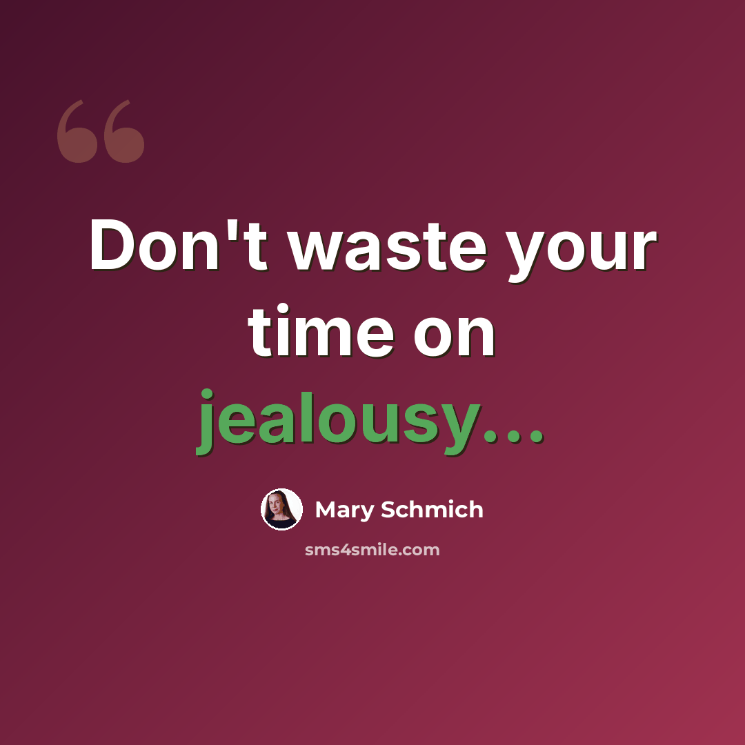 “Don't waste your time on jealousy...” quote by Mary Schmich
