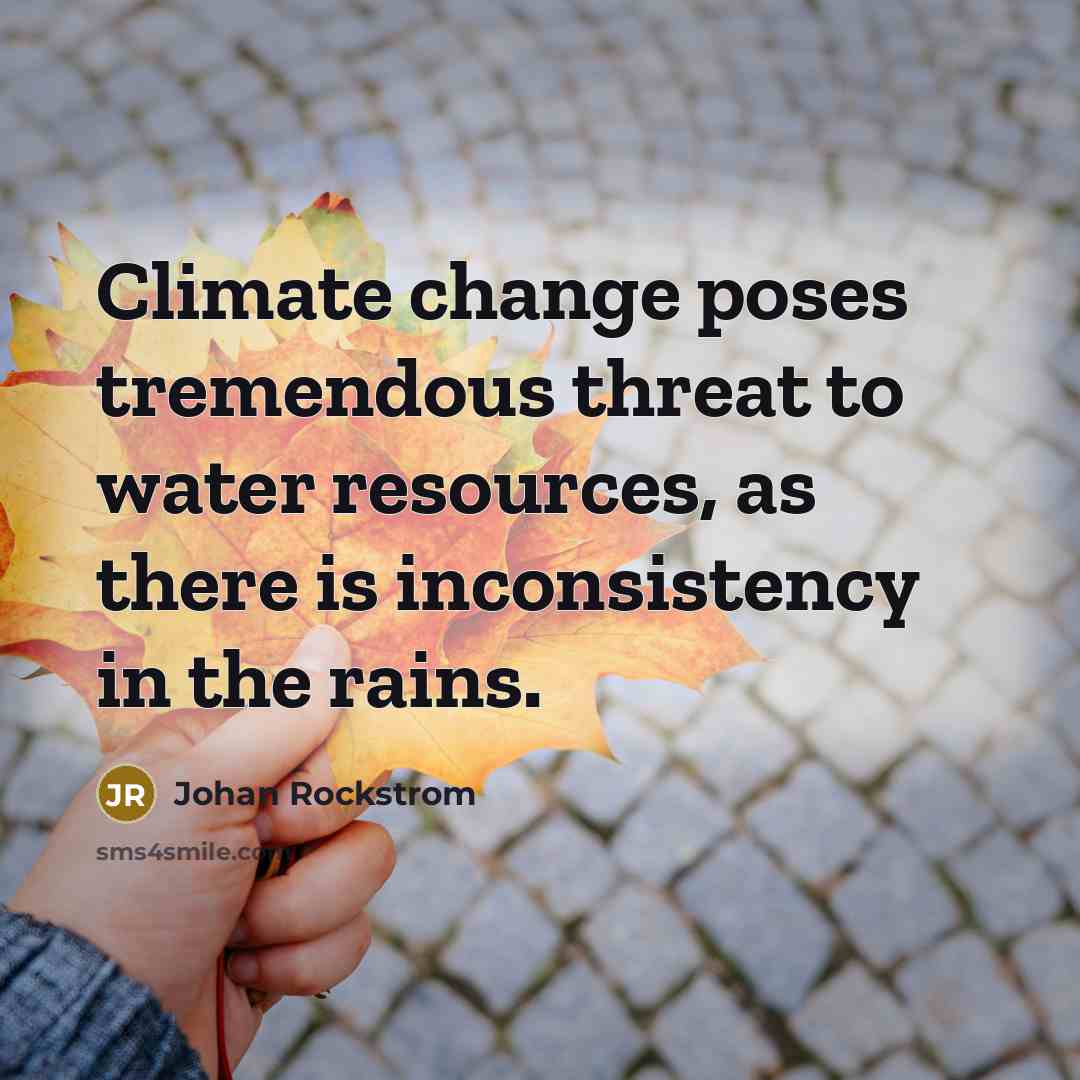 “Climate change poses tremendous threat to water resources, as there is inconsistency in the rains.” quote by Johan Rockstrom