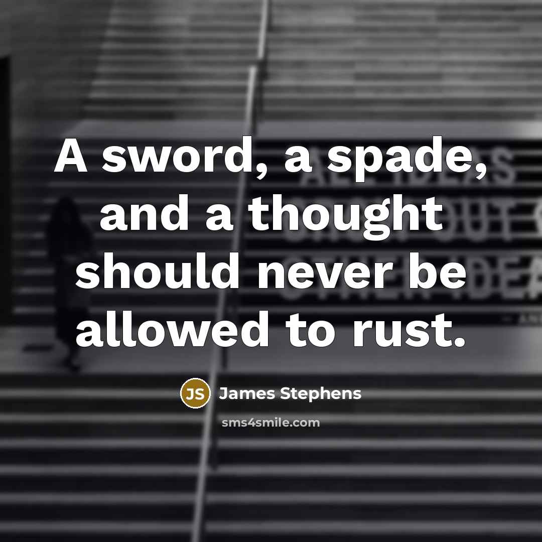 “A sword, a spade, and a thought should never be allowed to rust.” quote by James Stephens