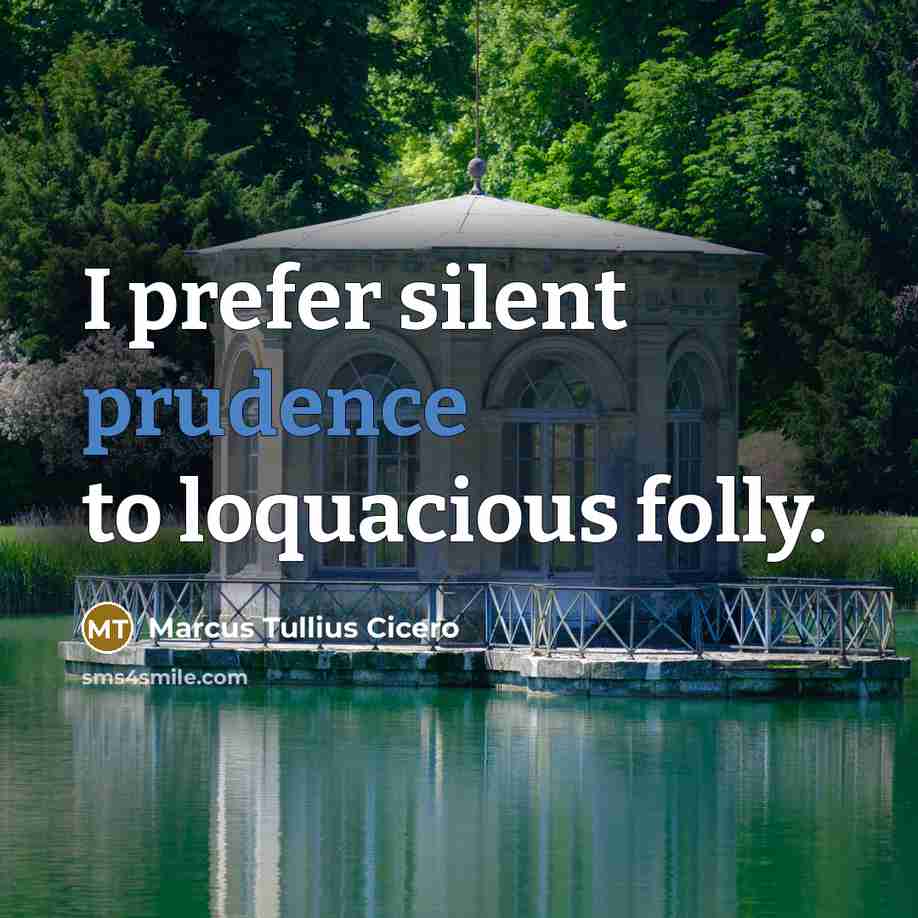 “I prefer silent prudence to loquacious folly.” quote by Marcus Tullius Cicero