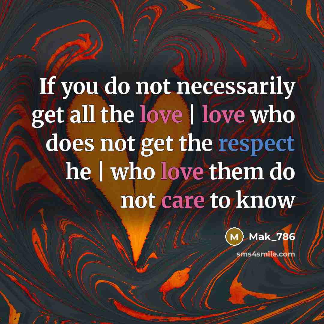 “If you do not necessarily get all the love | love who does not get the respect he | who love them do not care to know” quote by Mak_786