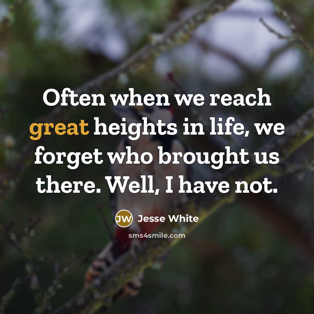 “Often when we reach great heights in life, we forget who brought us there. Well, I have not.” quote by Jesse White