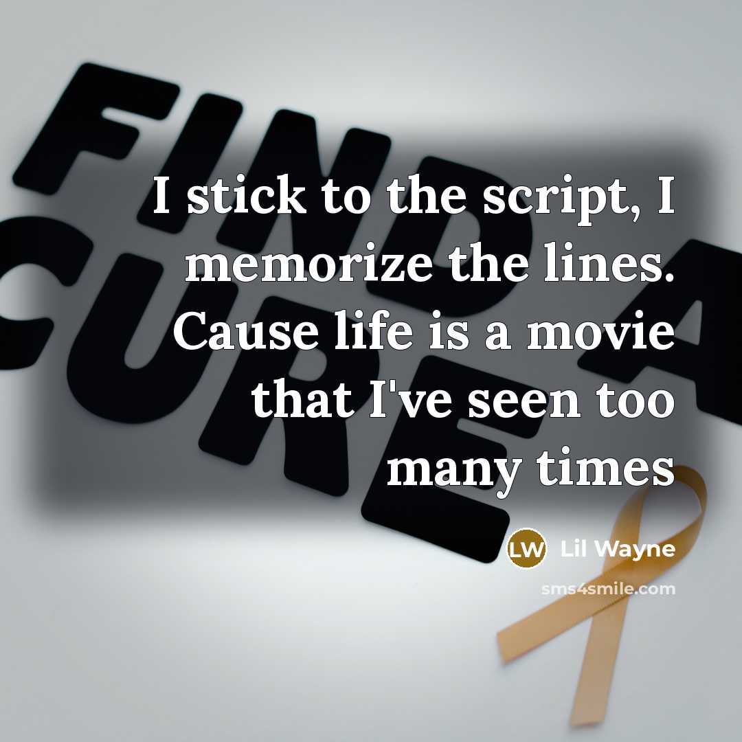 “I stick to the script, I memorize the lines. Cause life is a movie that I've seen too many times” quote by Lil Wayne