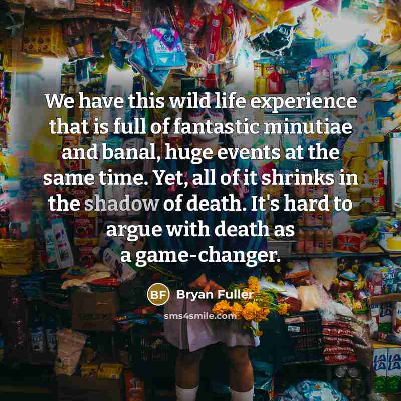 “We have this wild life experience that is full of fantastic minutiae and banal, huge events at the same time. Yet, all of it shrinks in the shadow of death. It's hard to argue with death as a game-changer.” quote by Bryan Fuller