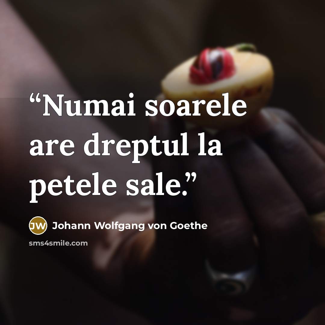“Numai soarele are dreptul la petele sale.” quote by Johann Wolfgang von Goethe