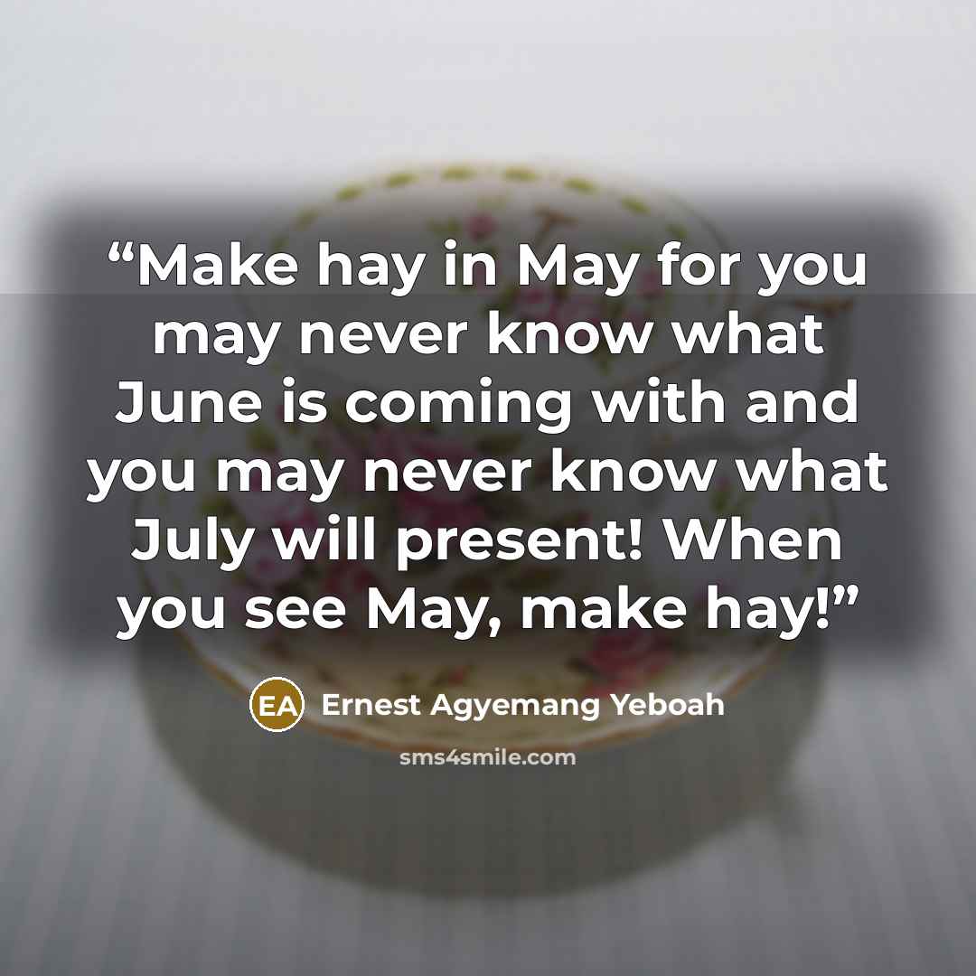 “Make hay in May for you may never know what June is coming with and you may never know what July will present! When you see May, make hay!” quote by Ernest Agyemang Yeboah