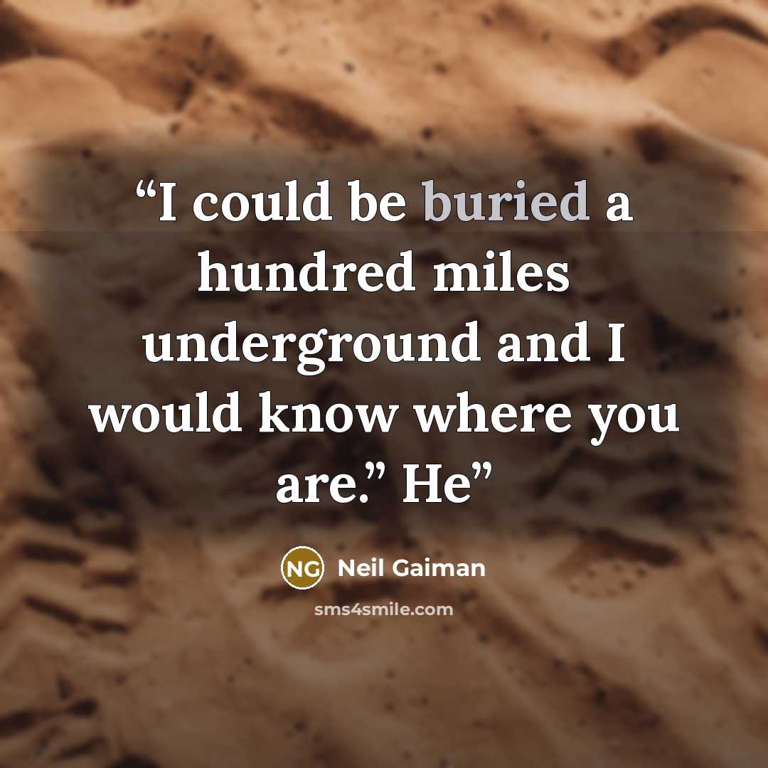 “I could be buried a hundred miles underground and I would know where you are.” He” quote by Neil Gaiman