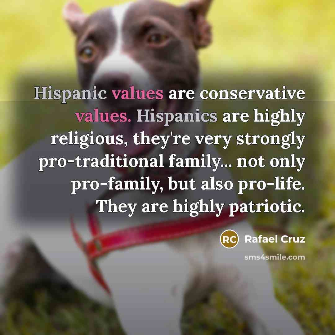 “Hispanic values are conservative values. Hispanics are highly religious, they're very strongly pro-traditional family... not only pro-family, but also pro-life. They are highly patriotic.” quote by Rafael Cruz