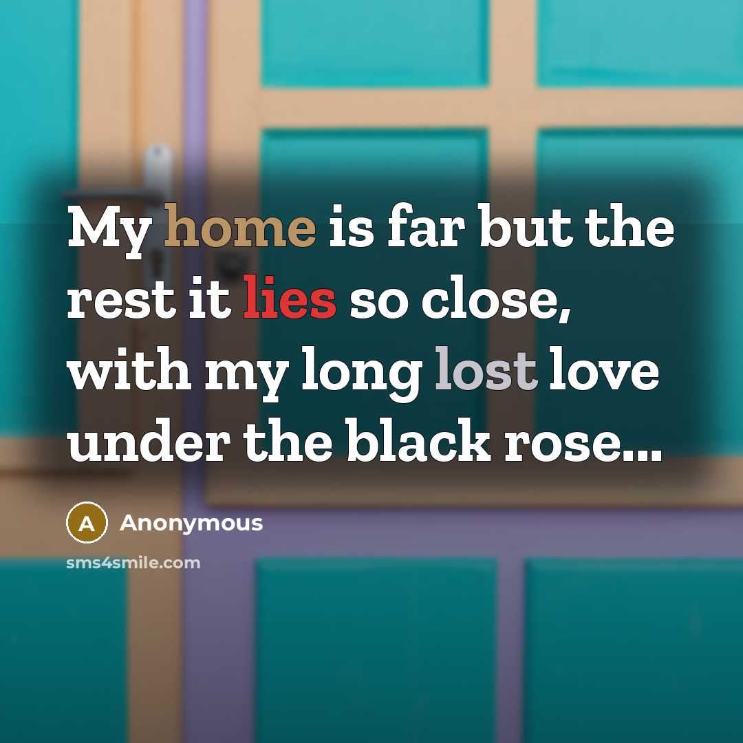 “My home is far but the rest it lies so close, with my long lost love under the black rose...” quote by Anonymous