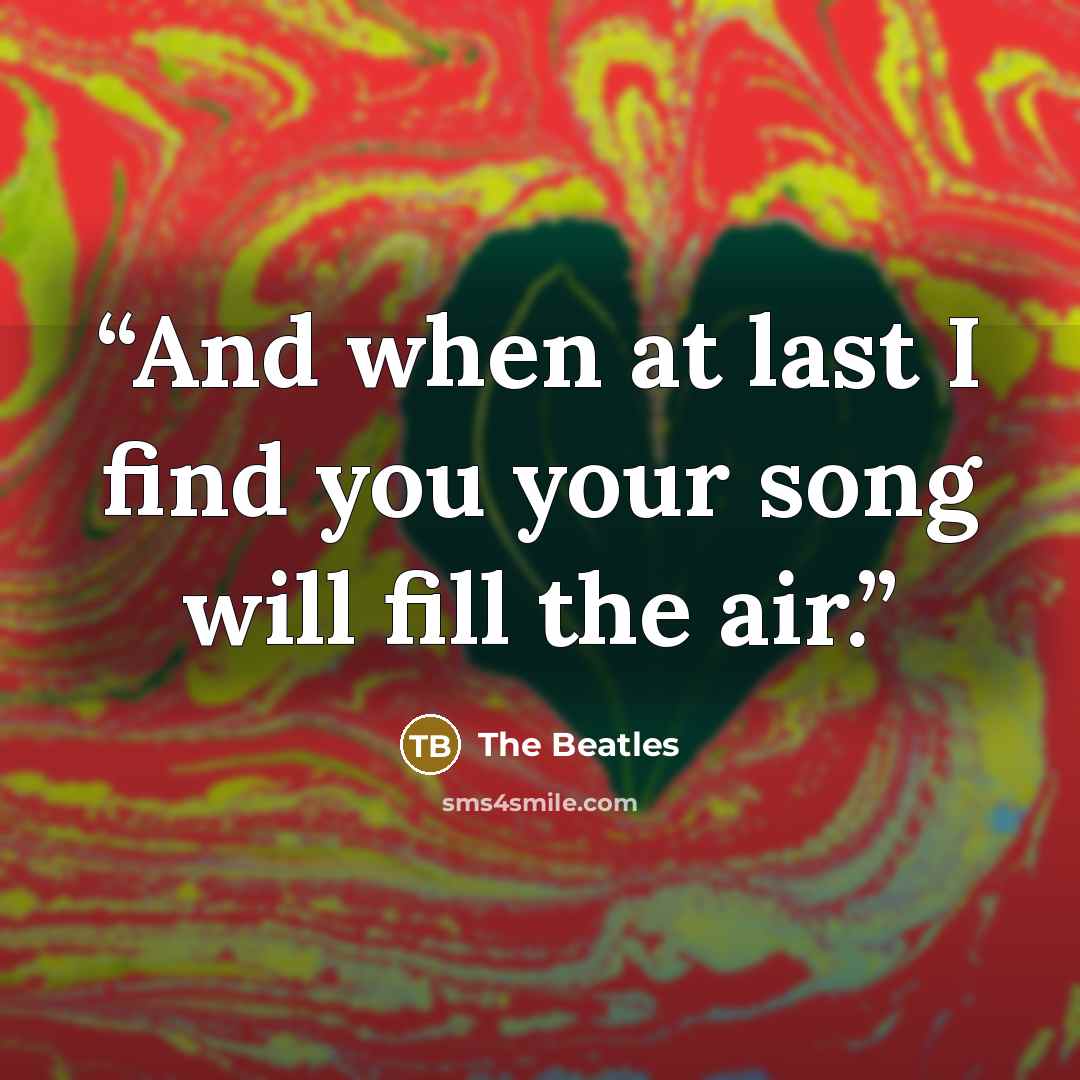 “And when at last I find you your song will fill the air.” quote by The Beatles