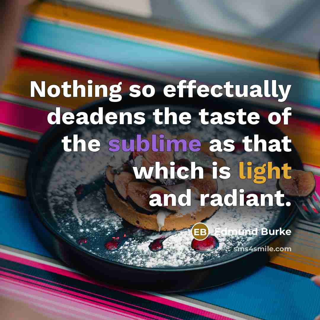 “Nothing so effectually deadens the taste of the sublime as that which is light and radiant.” quote by Edmund Burke