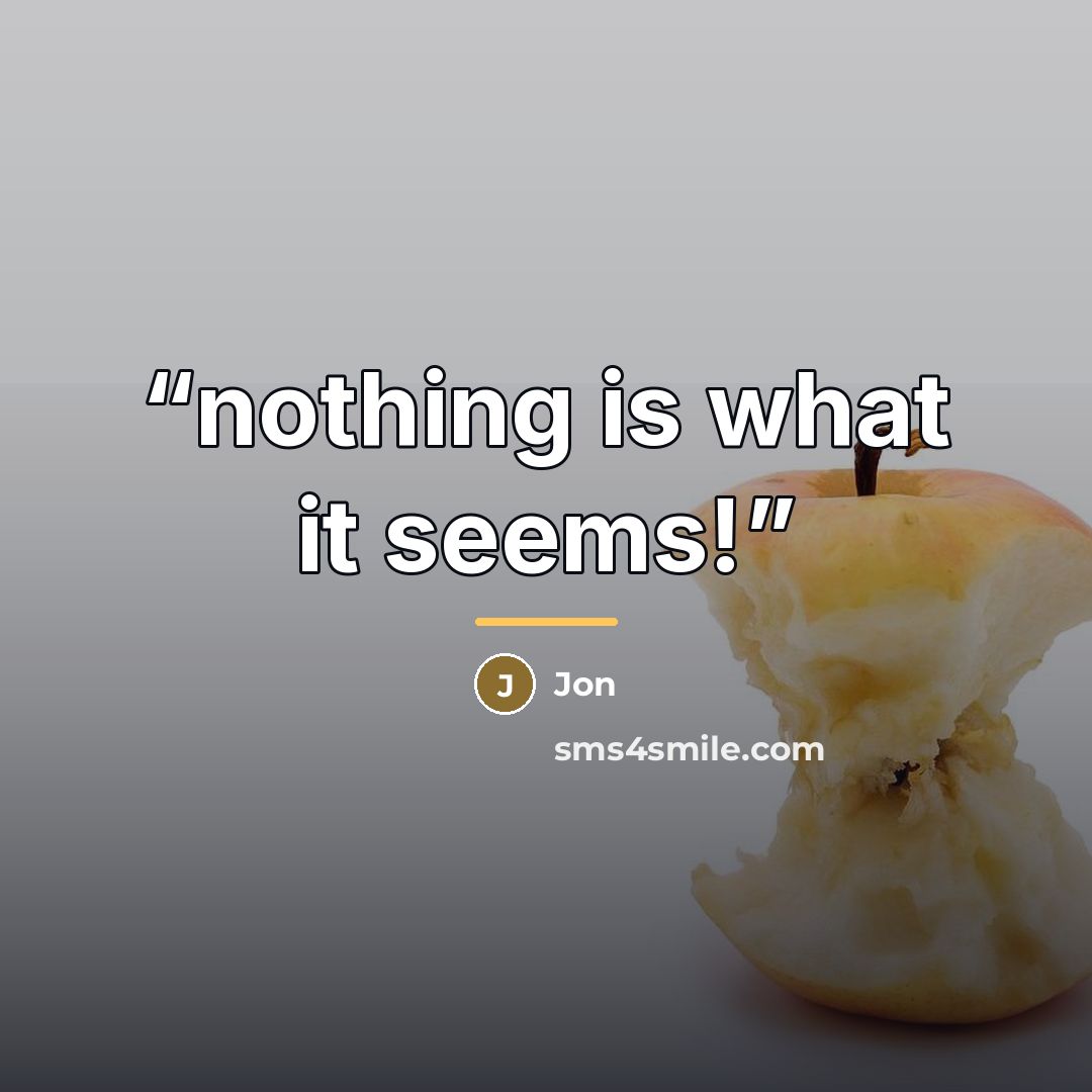 “nothing is what it seems!” quote by jon