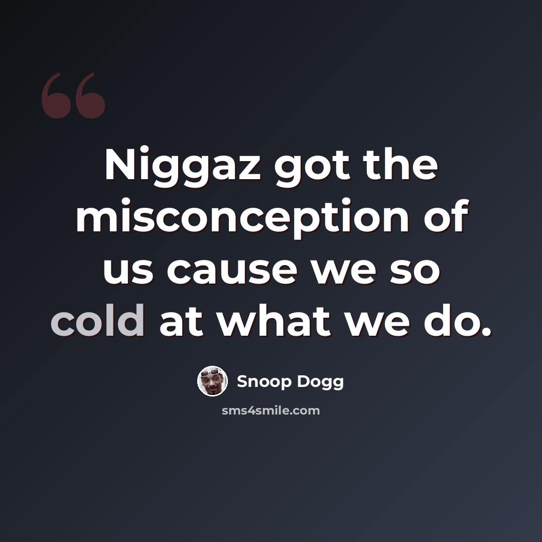 “Niggaz got the misconception of us cause we so cold at what we do.” quote by Snoop Dogg