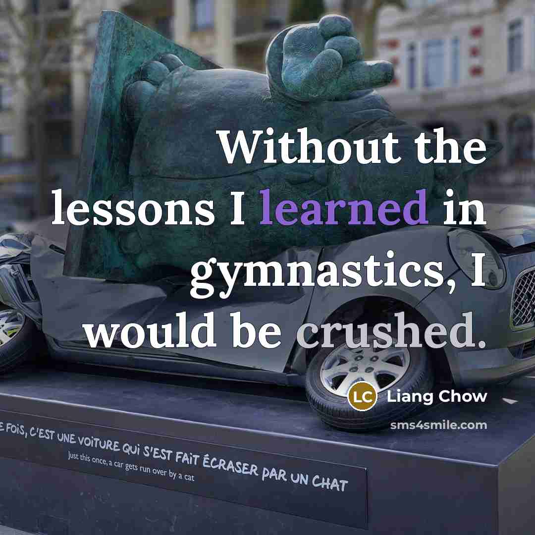 “Without the lessons I learned in gymnastics, I would be crushed.” quote by Liang Chow