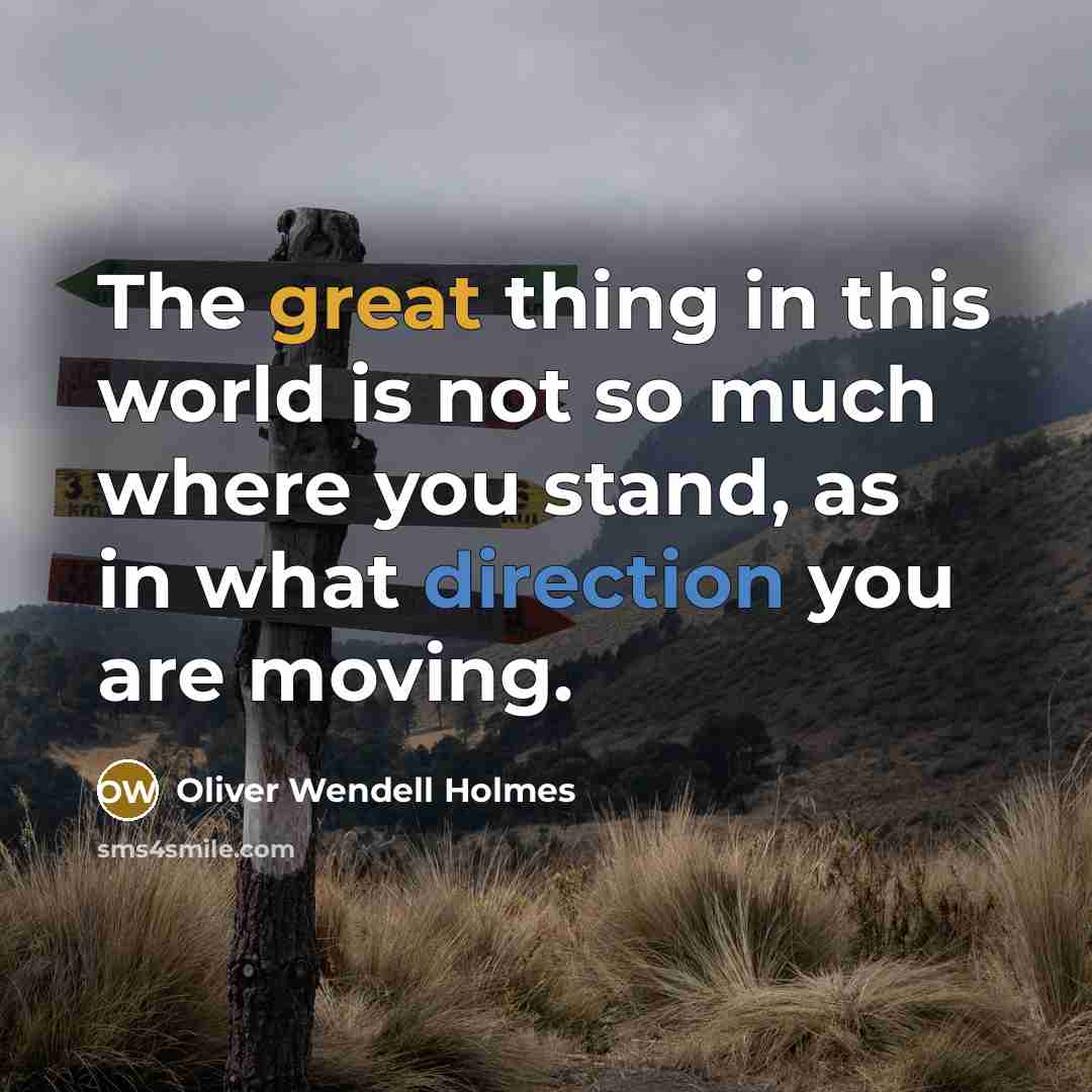 “The great thing in this world is not so much where you stand, as in what direction you are moving.” quote by Oliver Wendell Holmes
